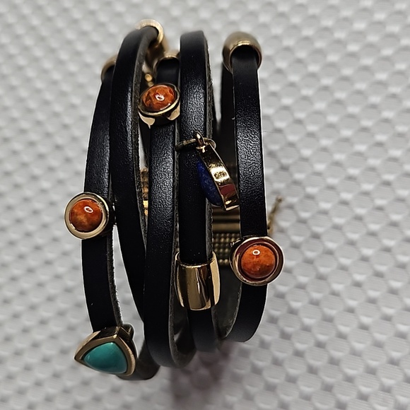 BARSE MULTI -STRAND BLACK LEATHER BRACLET - Picture 1 of 8